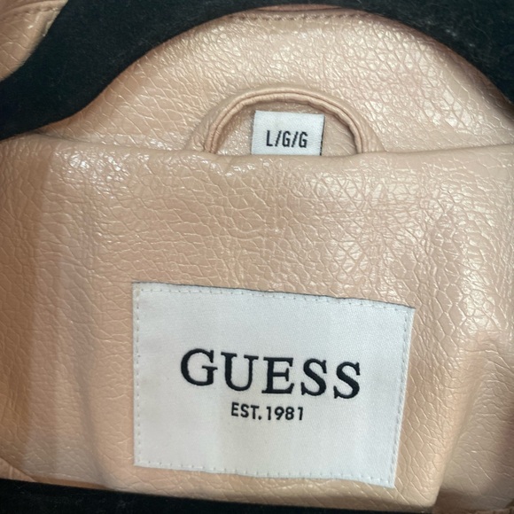 SZ L GUESS PINK FAUX LEATHER MOTO JACKET - Picture 7 of 14